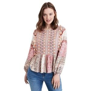 American Eagle Long Sleeve Peplum Top with Tassels XS